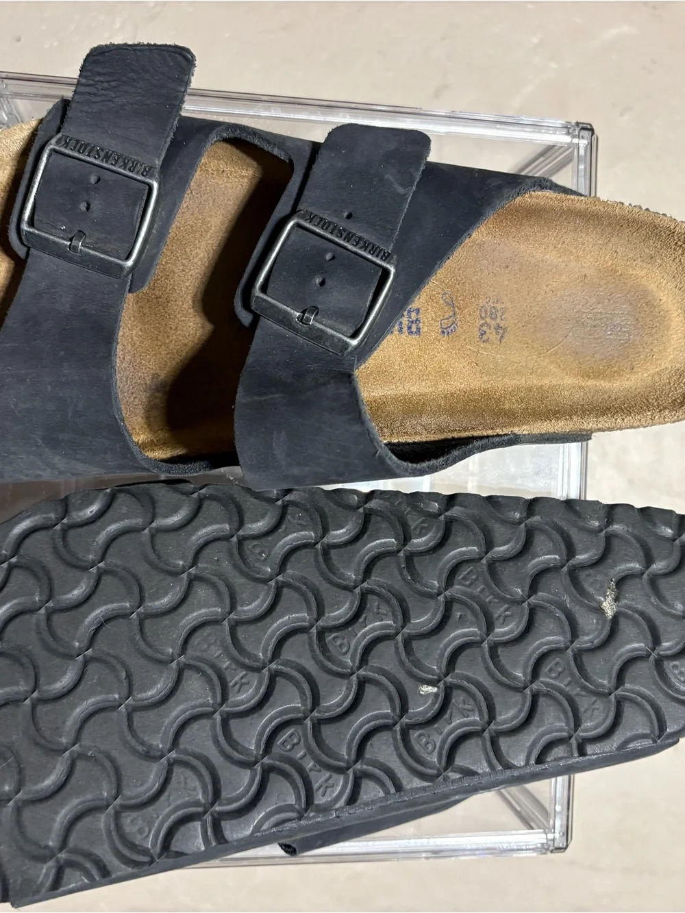 Birkenstock Mens Black Arizona Two-Strap Sandals